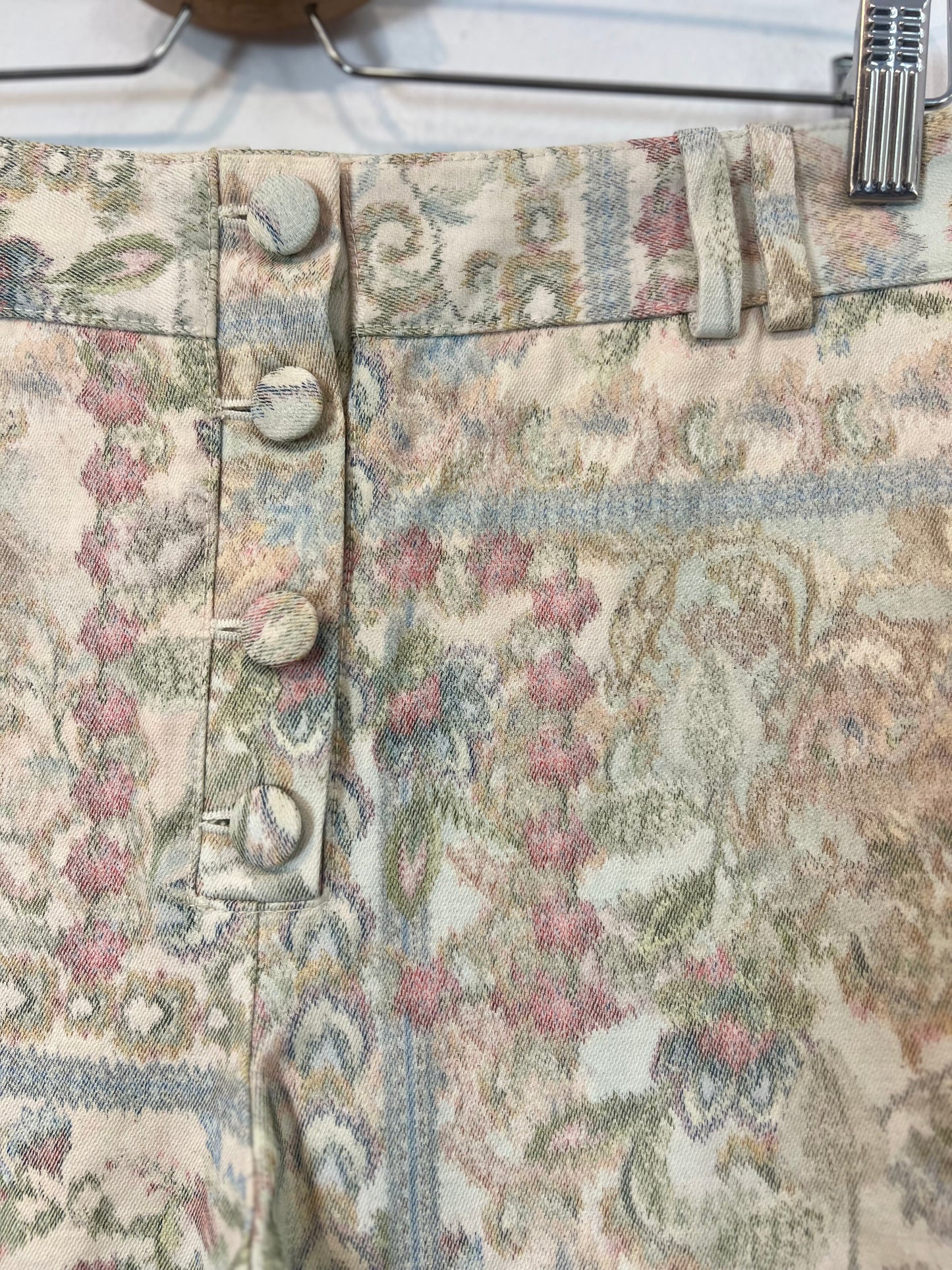 PEDRO DEL HIERRO. Beige printed trousers, size 36