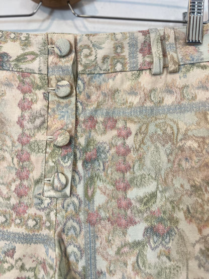 PEDRO DEL HIERRO. Beige printed trousers, size 36