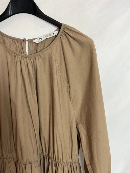 ZARA. Oversized brown midi dress. Size XS
