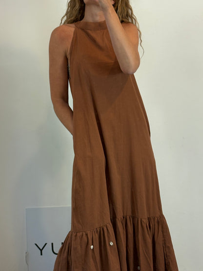 WAMY. Brown dress with snails, size S/M