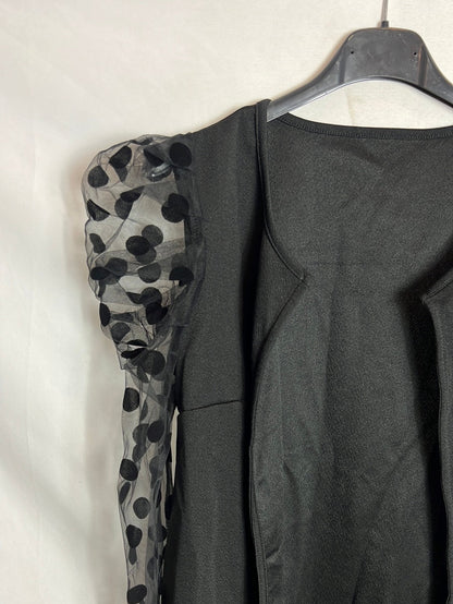 SHEIN. Black sheer sleeve jacket. TS