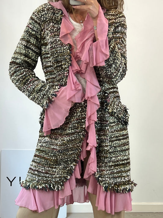 HERMES GOVANTES.Chaqueta larga tweed T.L