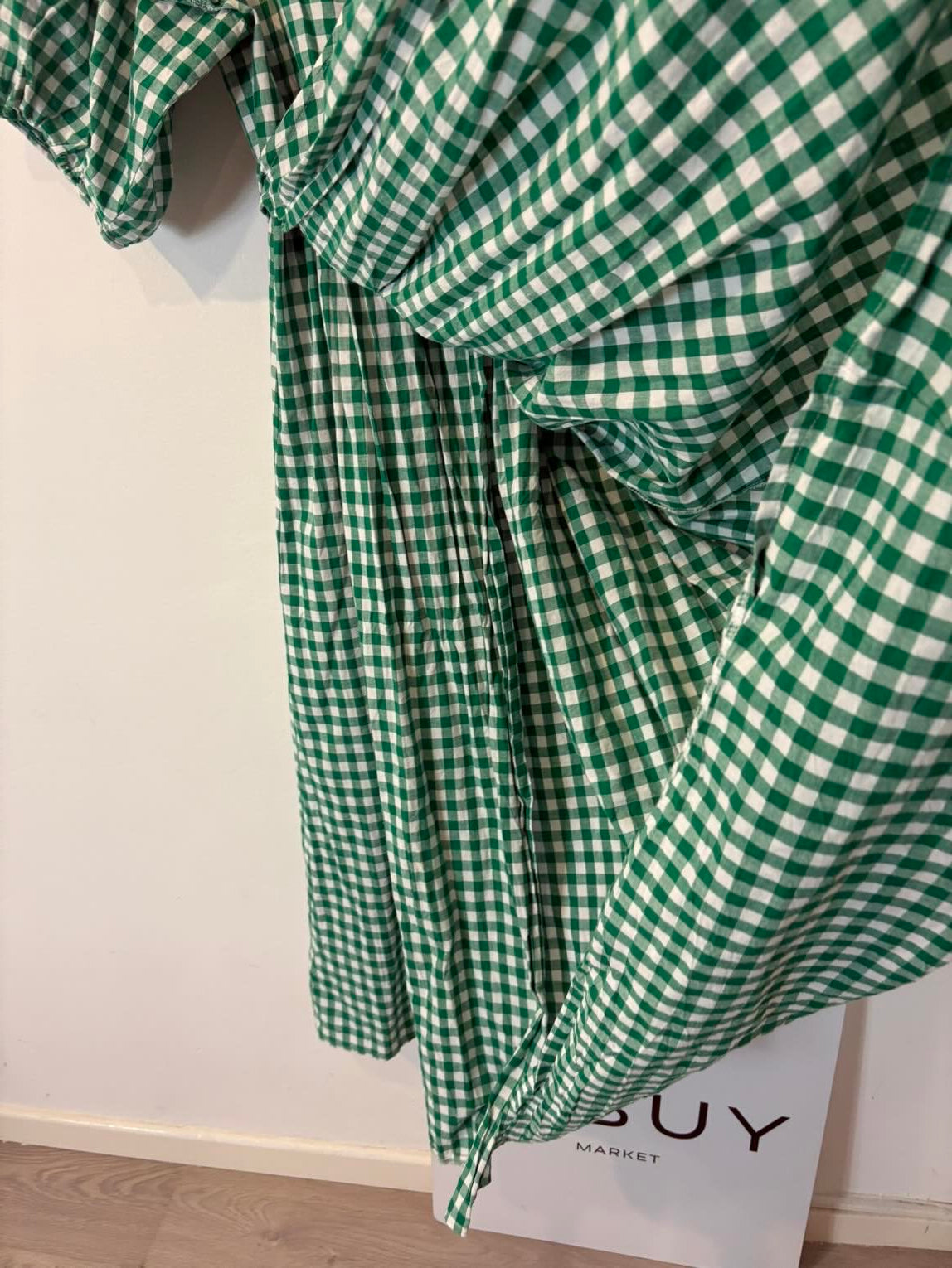 SABINA SOMMER. Vestido largo cruzado vichy verde