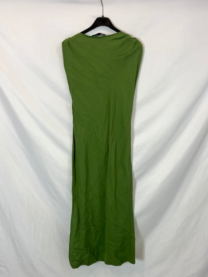 ZARA. Vestido largo verde T.s