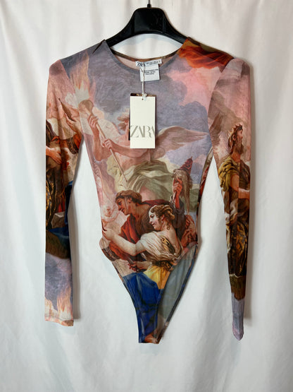 ZARA. Printed mesh bodysuit Ts