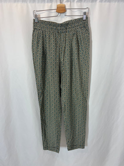 MASSIMO DUTTI. Pantalón fluido estampado. T 40