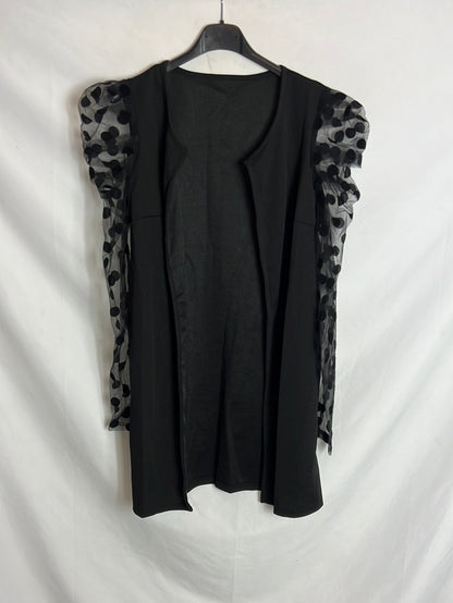 SHEIN. Black sheer sleeve jacket. TS