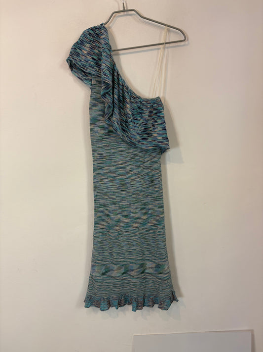 MAJE. Vestido hilo asimétrico azules