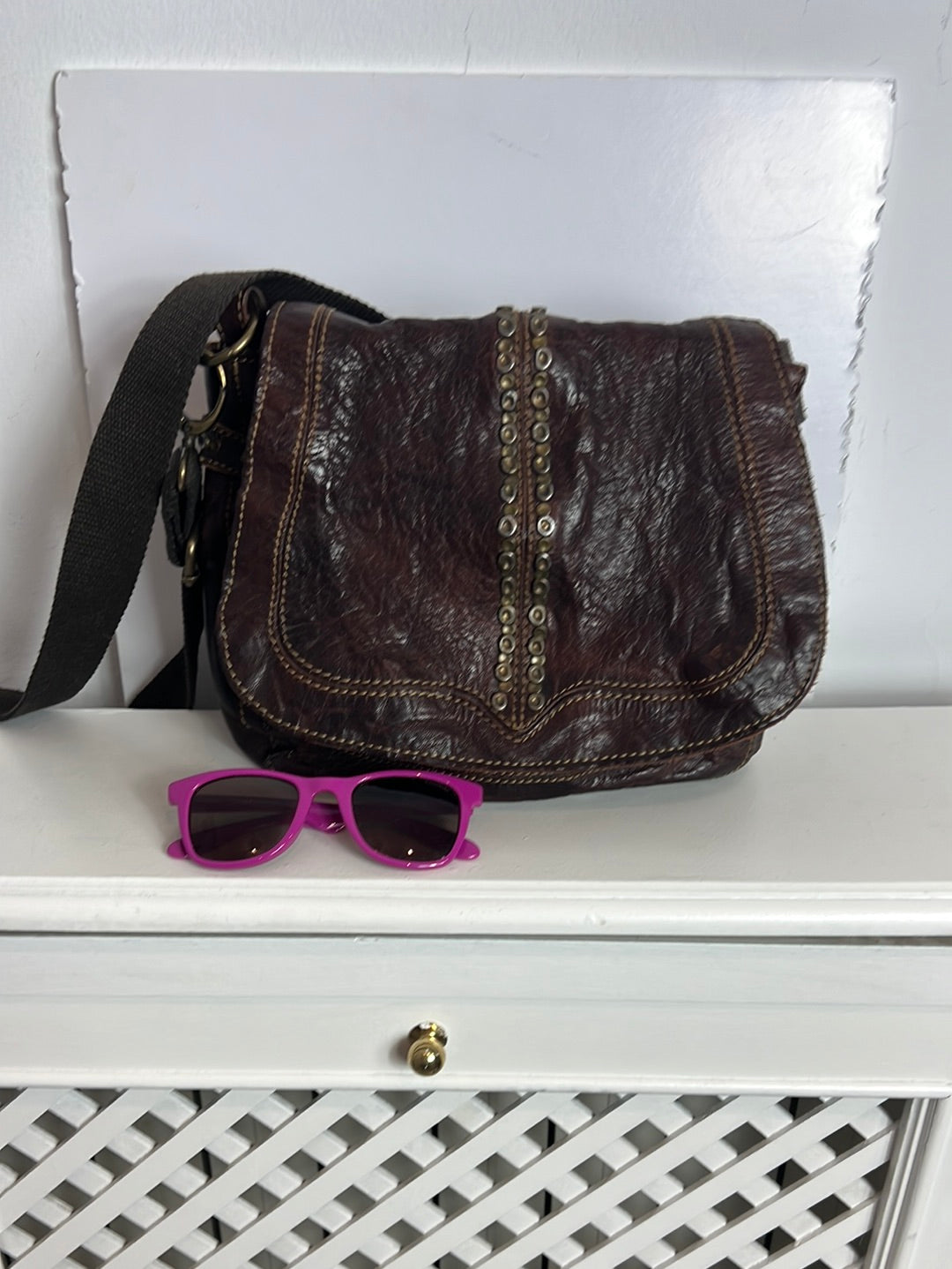 JOGSAW. Brown leather studded bag (Tara)