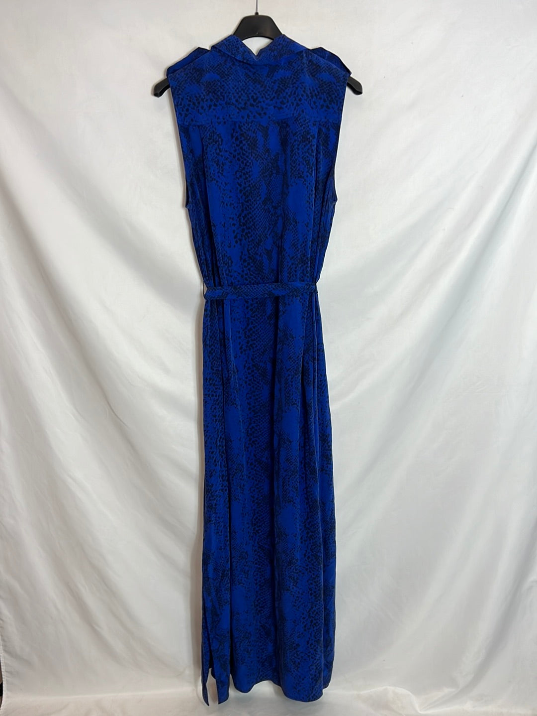 EQUIPMENT. Vestido largo seda azul print. T M