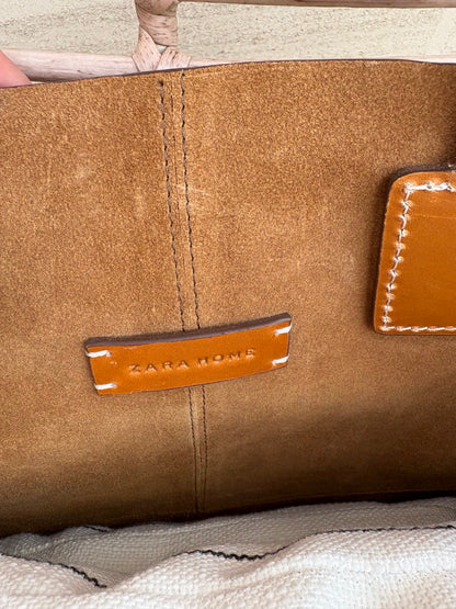 ZARA HOME. Bolso shopper camel piel