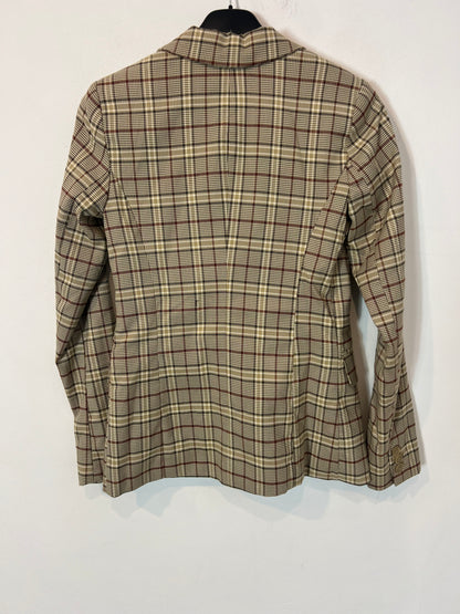 PULL&BEAR. Blazer cuadros tonos verdes y burdeos. T XS