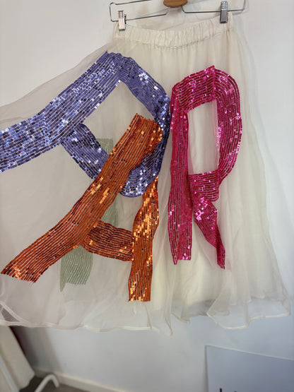 P.A.R.O.S.H. Falda midi tul lentejuelas