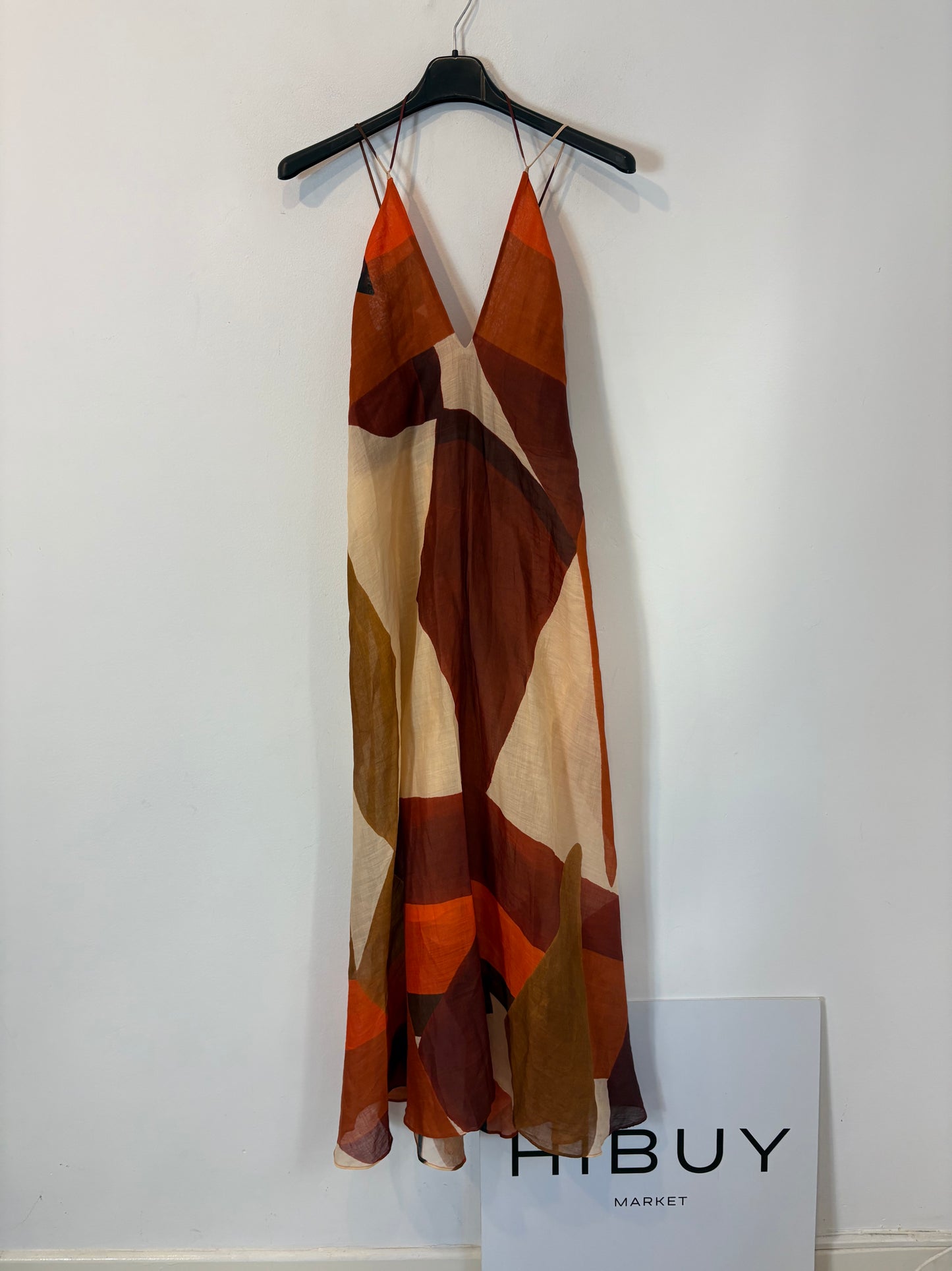 MASSIMO DUTTI. Vestido largo estampado geométrico