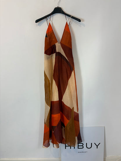 MASSIMO DUTTI. Vestido largo estampado geométrico