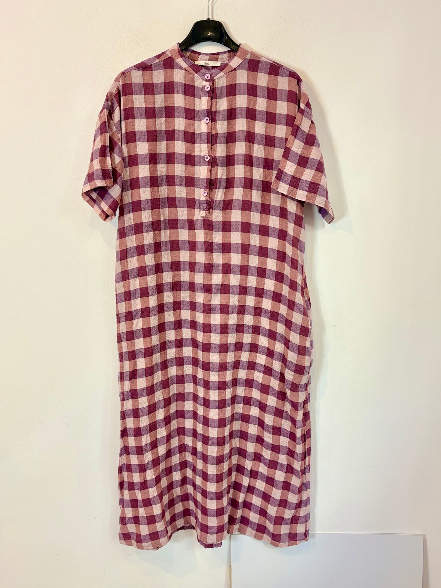 HOD. Vestido largo cuadros malva