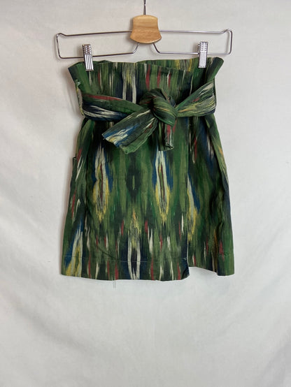 MANGO. Falda verde estampada  TU (M)