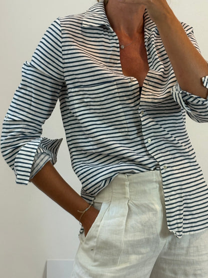 ZARA. Striped mixed media shirt. TM
