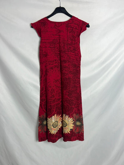 DESIGUAL. Red printed midi dress. TS