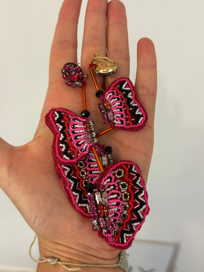 Pendientes maxi mariposa abalorios