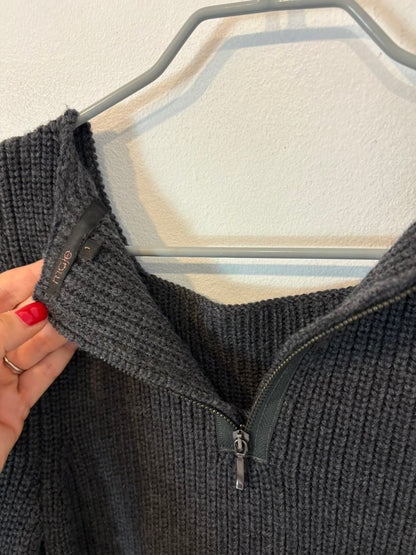 MAJE. Jersey gris lana detalle hombros