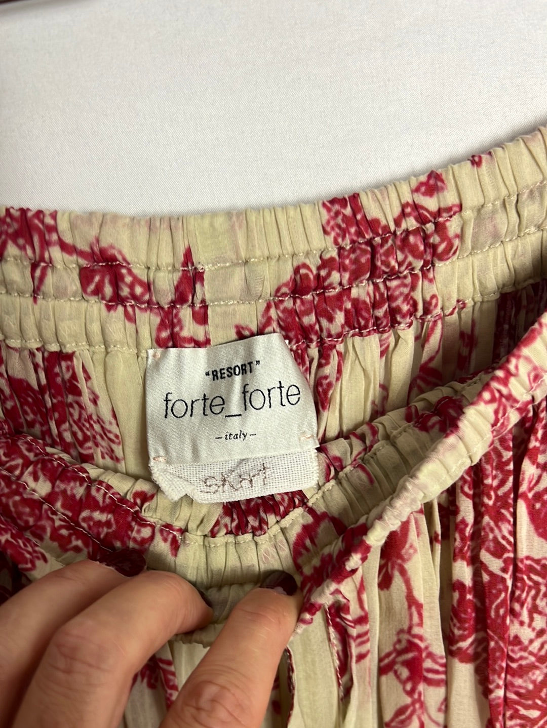 FORTE FORTE. Red printed midi skirt. Size 1
