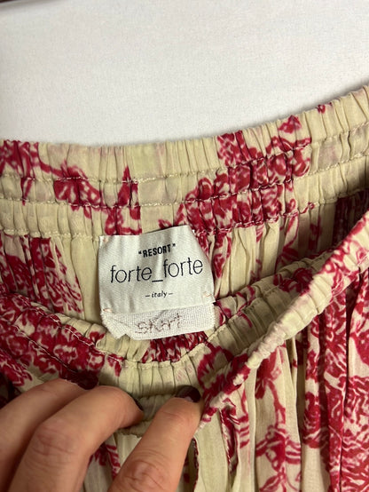 FORTE FORTE. Red printed midi skirt. Size 1