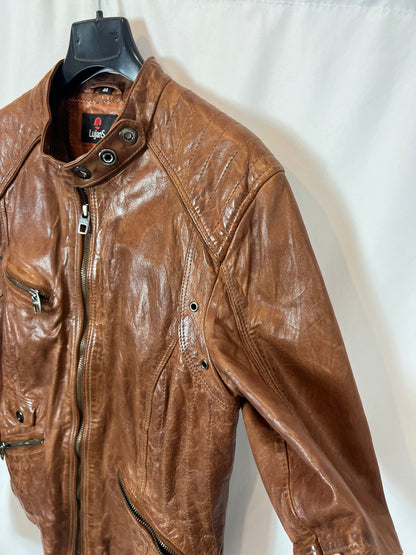 LUJANS. Chaqueta piel marrón. T 46 (S)