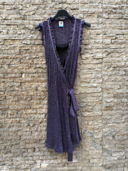 MISSONI. Vestido corto cruzado hilos brillo