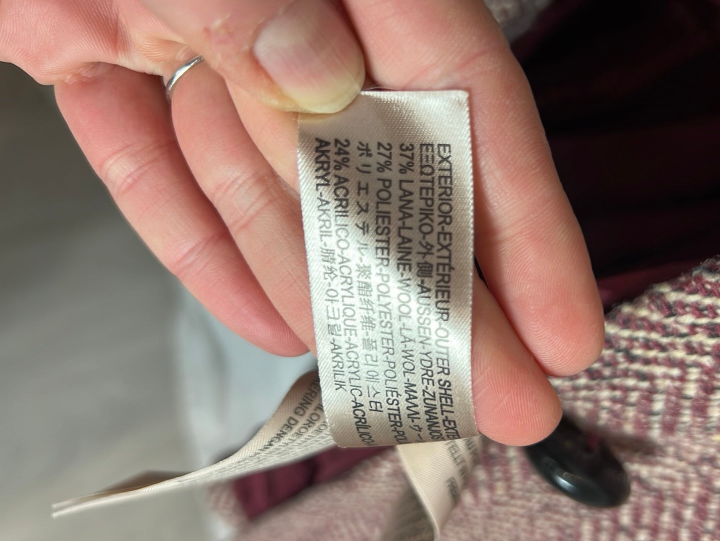 MASSIMO DUTTI. Abrigo/chaqueta burdeos y beige jaspeado . T M