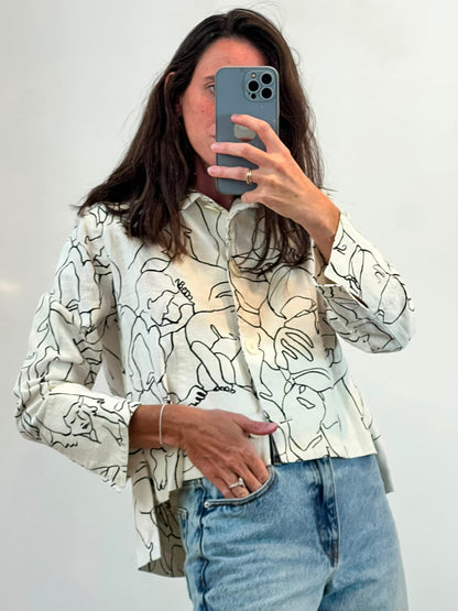 ISABEL DE PEDRO. Chaqueta lino estampada