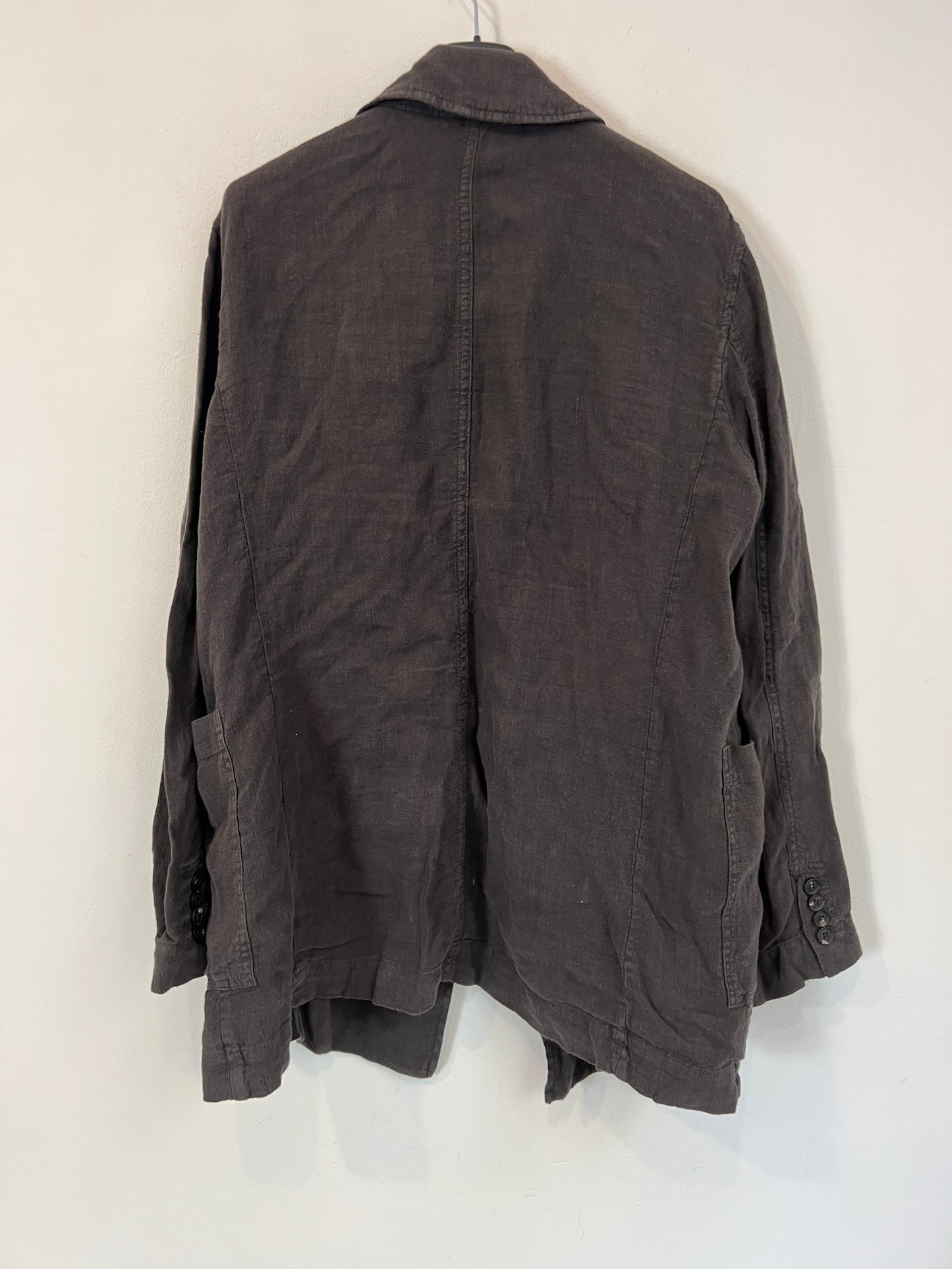 ZARA. Blazer fluida lino gris/azul oscuro  T.s