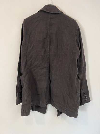 ZARA. Blazer fluida lino gris/azul oscuro  T.s