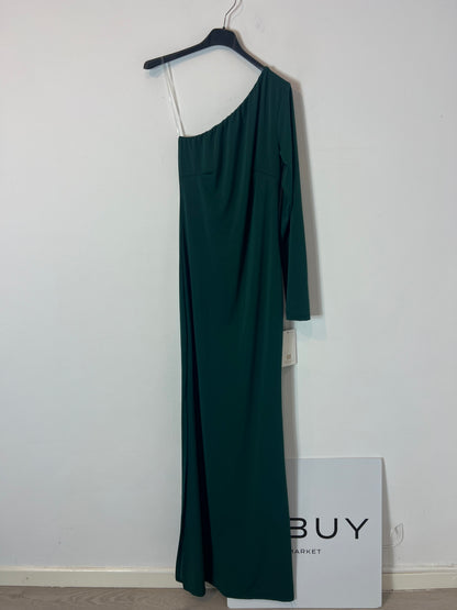 OTRAS. Vestido largo verde asimétrico. T XS/S