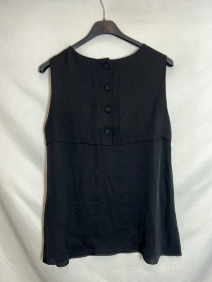 ERMANNO SCERVINO. Top negro seda sin mangas. T 44