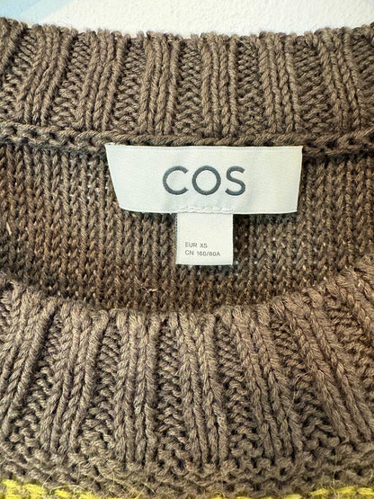 COS. Top punto rayas algodón y lino
