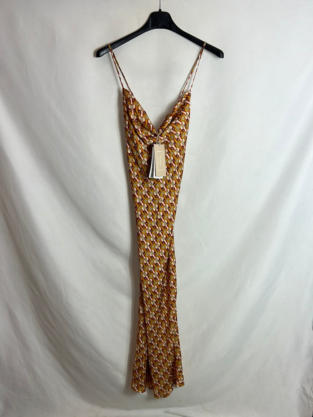 HIP+HAPPEN. Flowy midi dress with retro print. Size XS