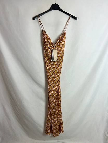 HIP+HAPPEN. Flowy midi dress with retro print. Size XS