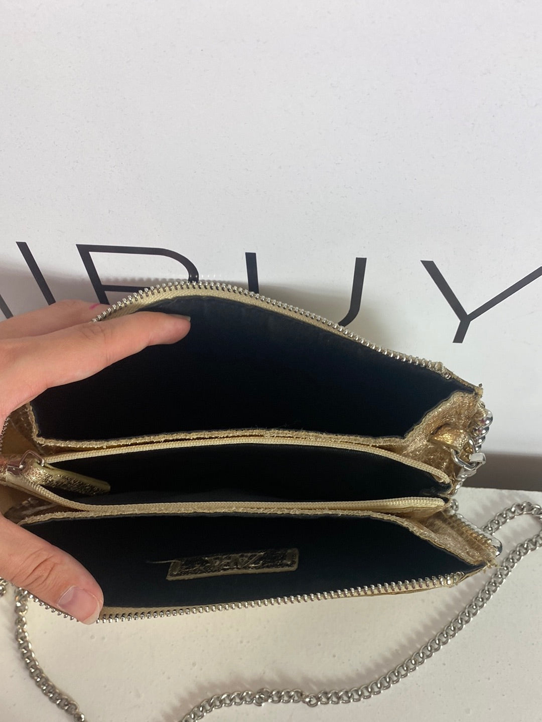 ZARA. Gold studded bag