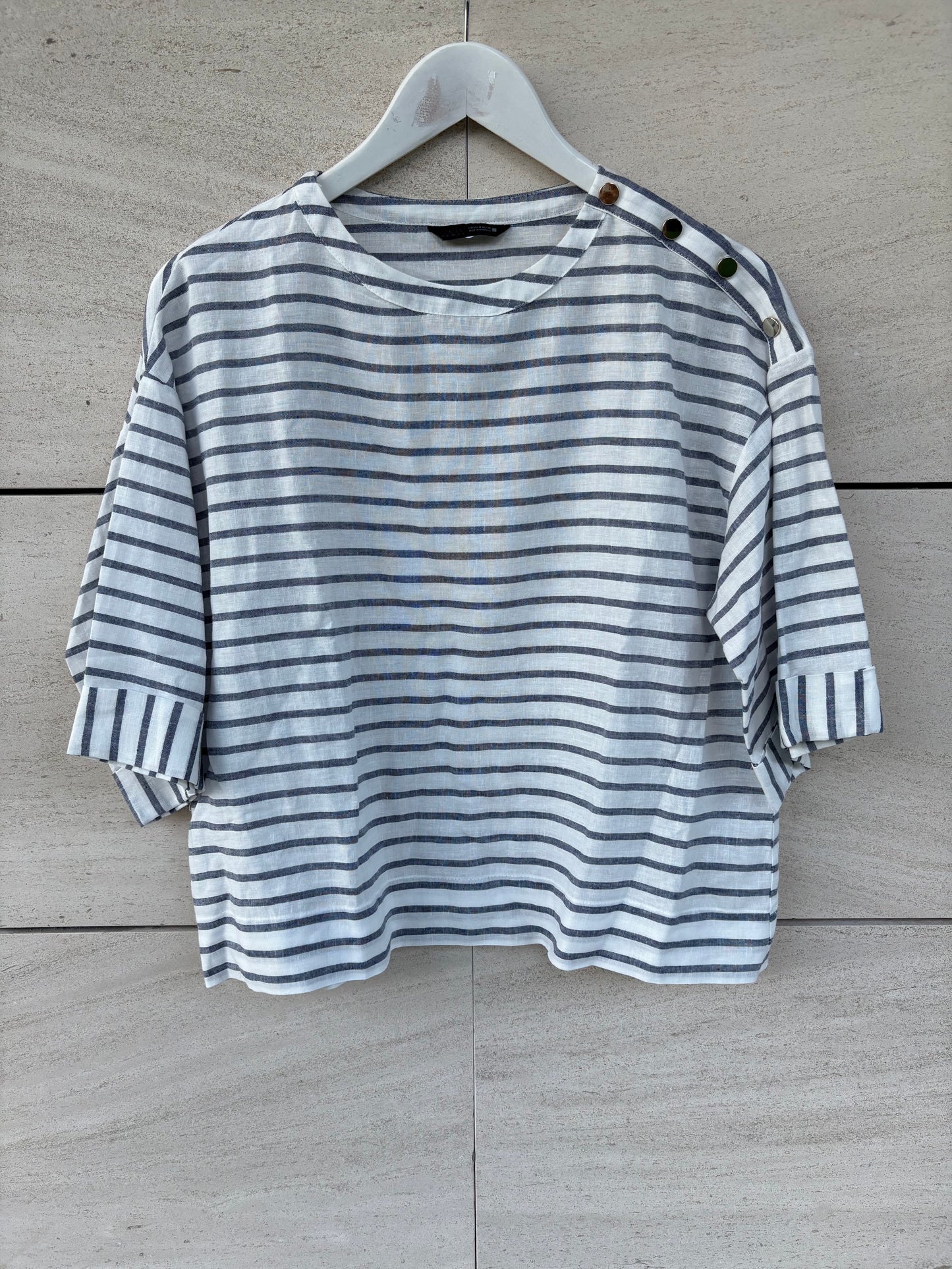 ZARA. Top rayas con lino. T M