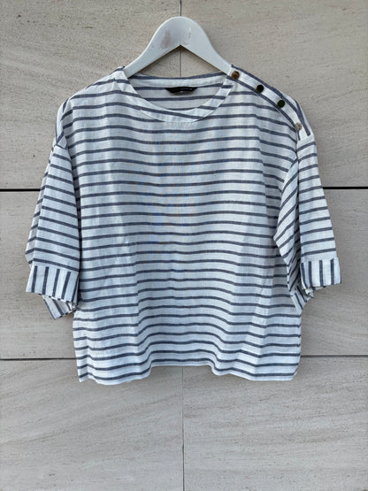 ZARA. Top rayas con lino. T M