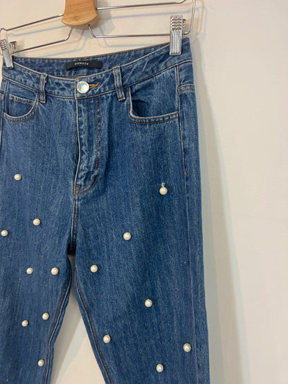UTERQÜE. Denim recto perlas. T 38