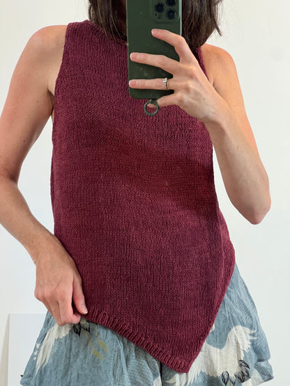 MASSIMO DUTTI. Top burdeos punto  T.xs