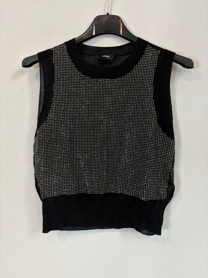 DIESEL. Top negro tachuelas T.xs