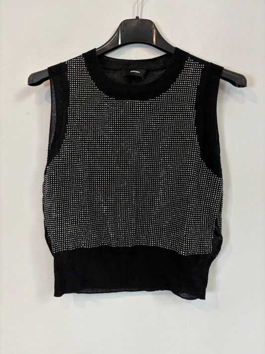 DIESEL. Top negro tachuelas T.xs