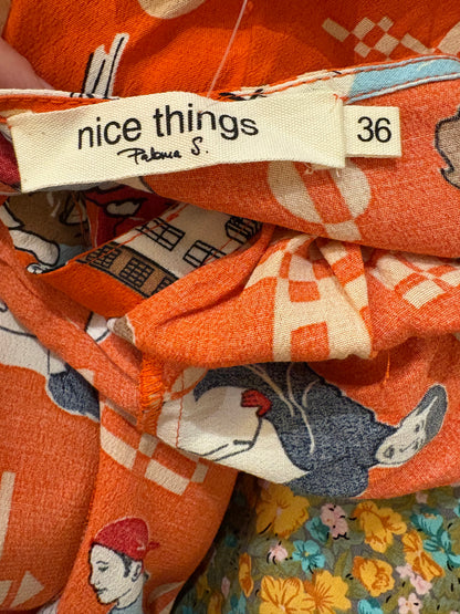 NICE THINGS. Orange dress with a patterned print, size 36