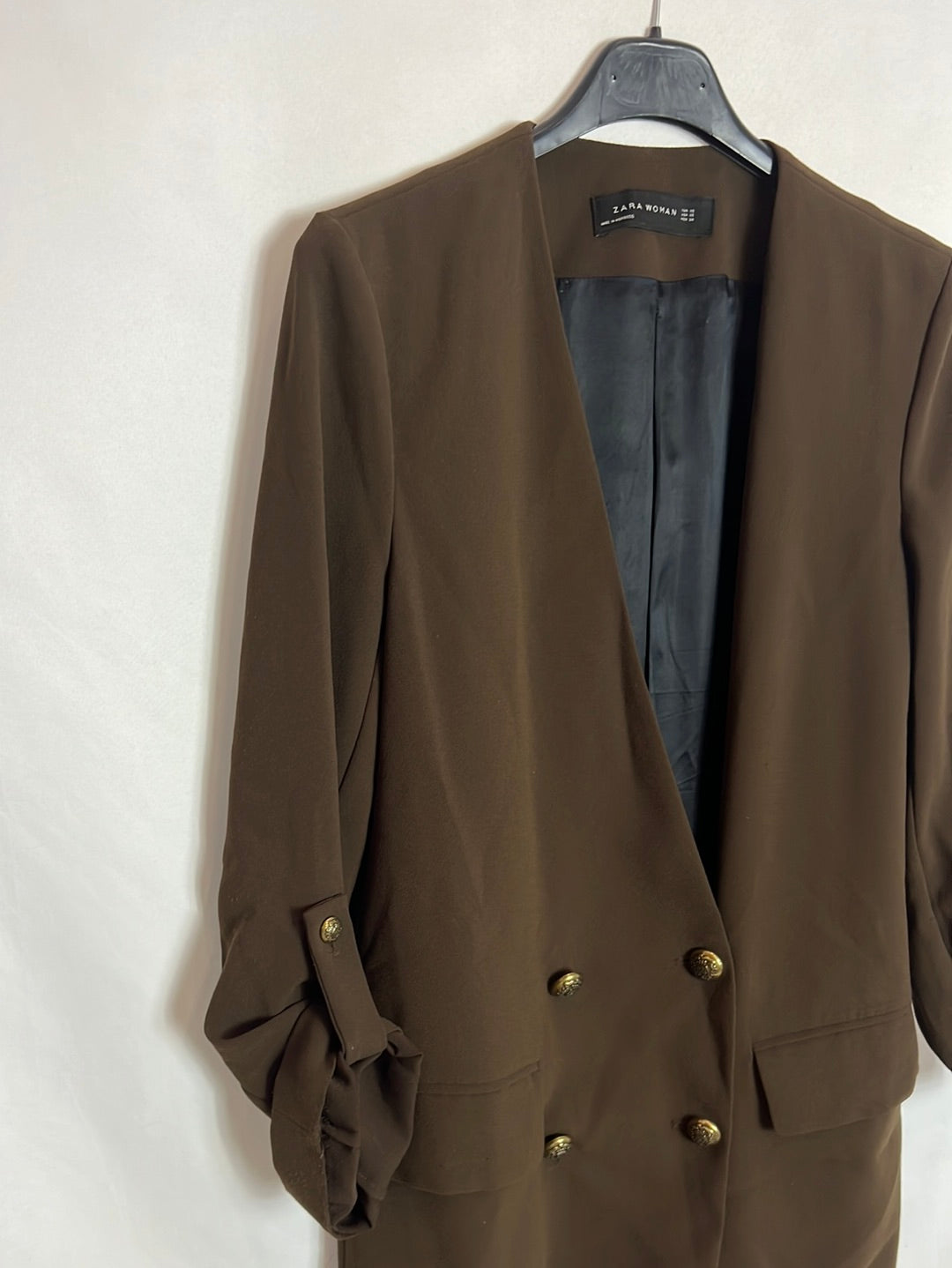 ZARA. Green double-breasted blazer with buttons. Size XS