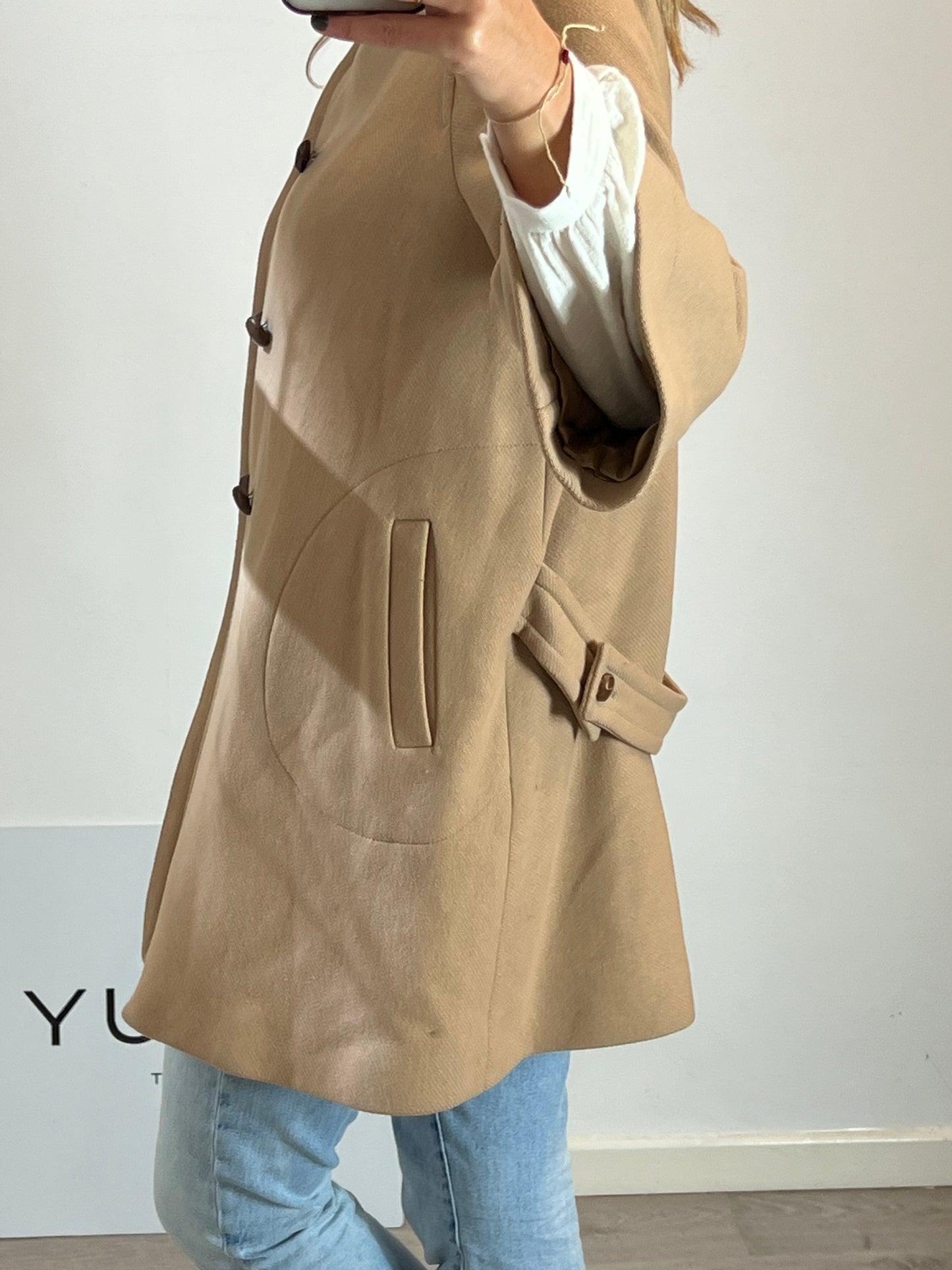 ZARA. abrigo beige paño  T.m