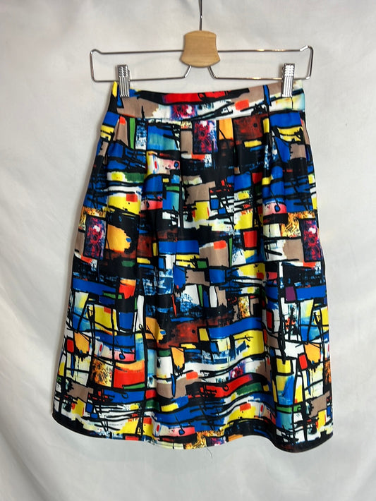 ZARA. Falda midi vuelo colores. T S