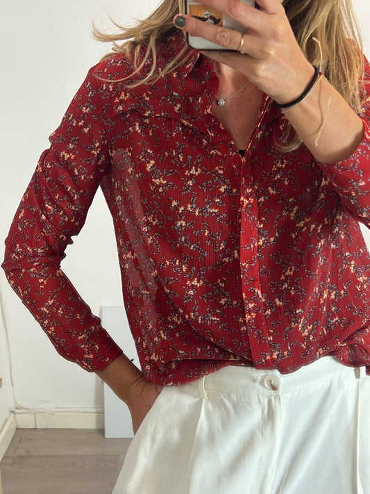 SEE U SOON. Flowing floral blouse. T2(M)